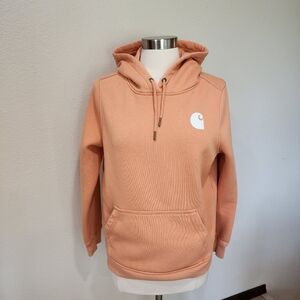 Carhartt Relaxed Fit Midweight Logo Sleeve Graphic Hoodie Orange size Medium